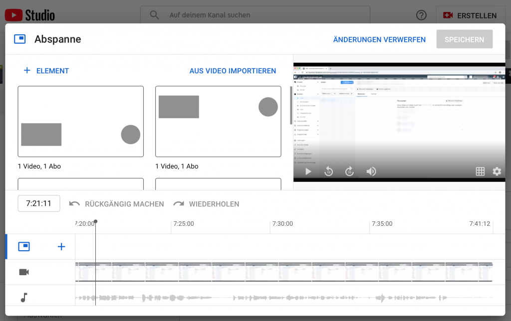 Screenshot Video Abspann erstellen - Blog: YouTube SEO
