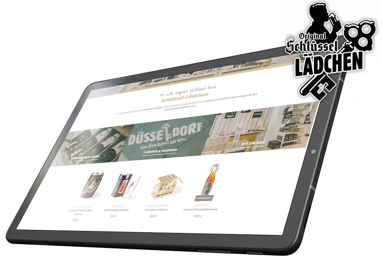 Ansicht Webshop Schlüssel-Lädchen auf einem Tablet